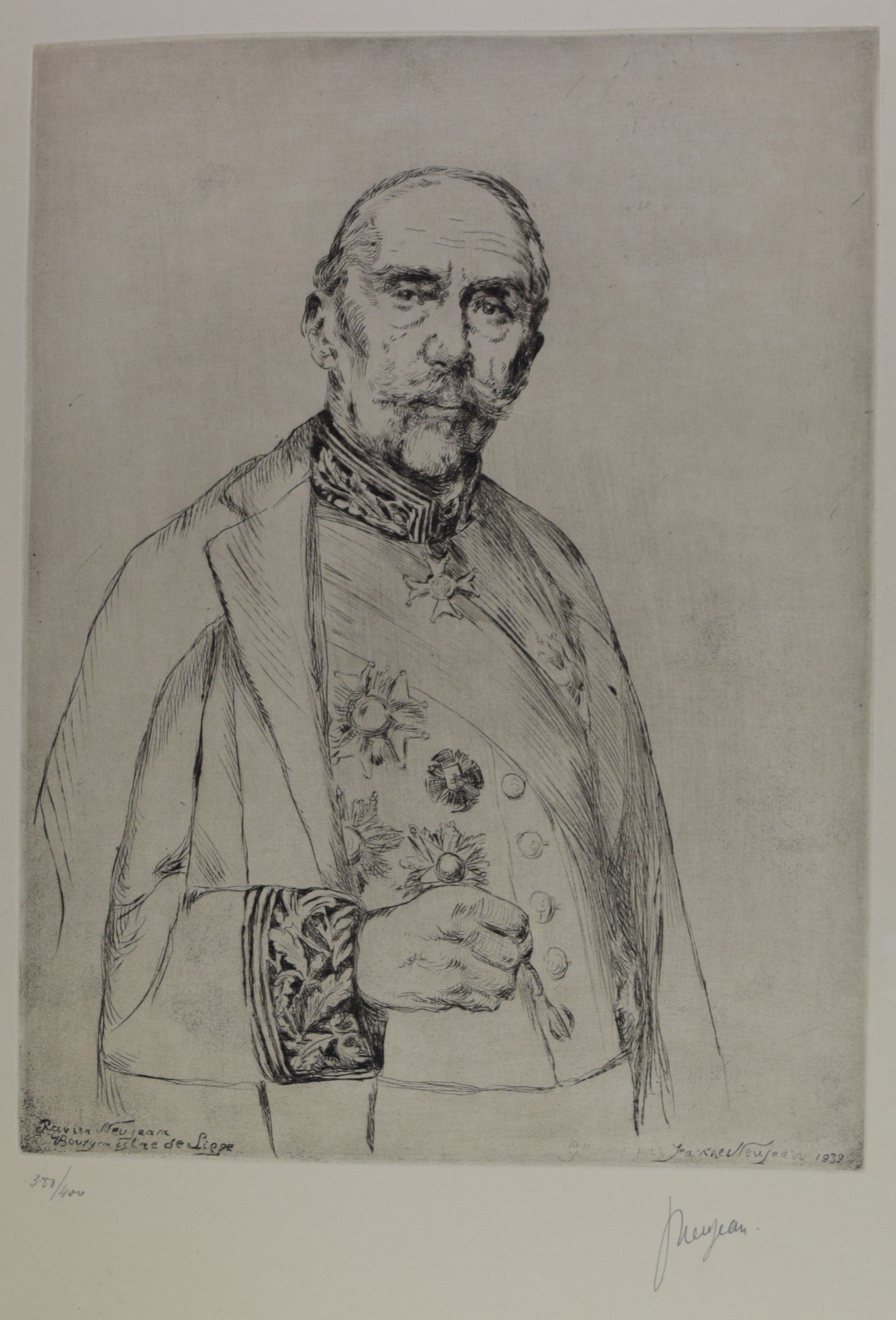 tableau Neujean Ravier Bourgmestre de liège Neujean Jeanne portrait  estampe papier 1ère moitié 20e siècle