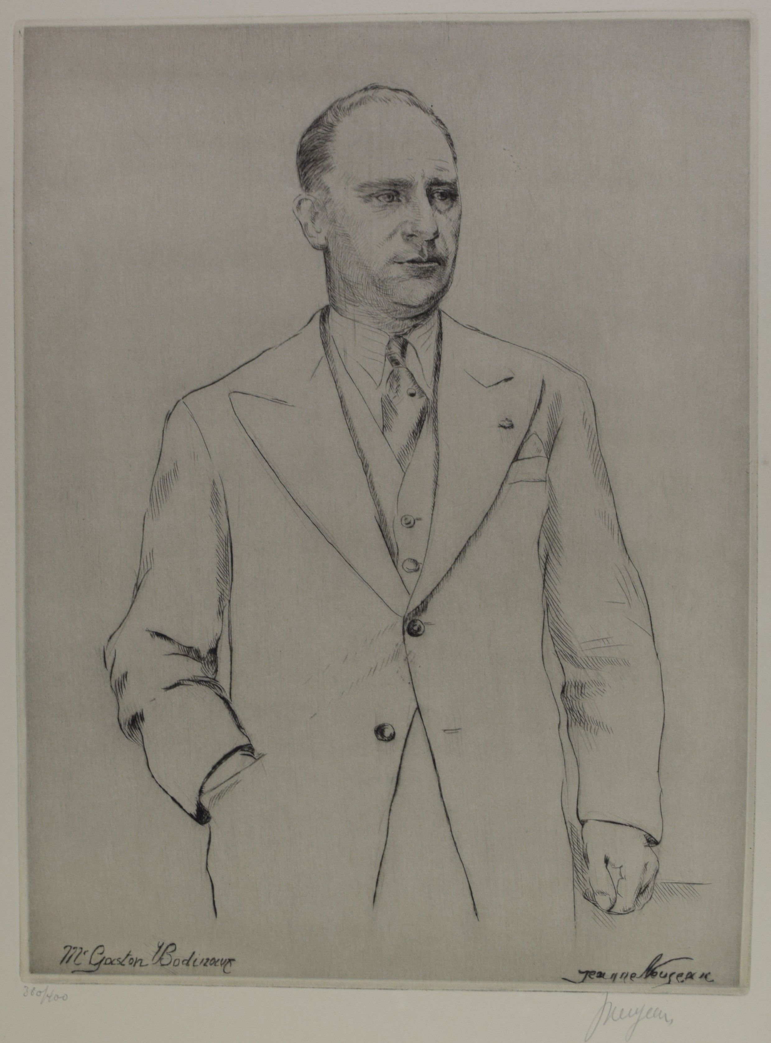 tableau Gaston Bod... Neujean Jeanne portrait  estampe papier 1ère moitié 20e siècle