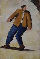 tableau Le marcheur   personnage  huile toile 1ère moitié 20e siècle