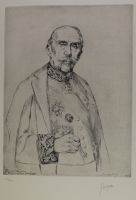 tableau Neujean Ravier Bourgmestre de liège Neujean Jeanne portrait  estampe papier 1ère moitié 20e siècle