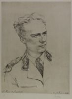 tableau Sa Majesté Léopold III Neujean Jeanne portrait  fusain papier 1ère moitié 20e siècle
