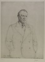 tableau Mathieu Jules Gouverneur de la province de Liège Neujean Jeanne portrait  estampe papier 1ère moitié 20e siècle