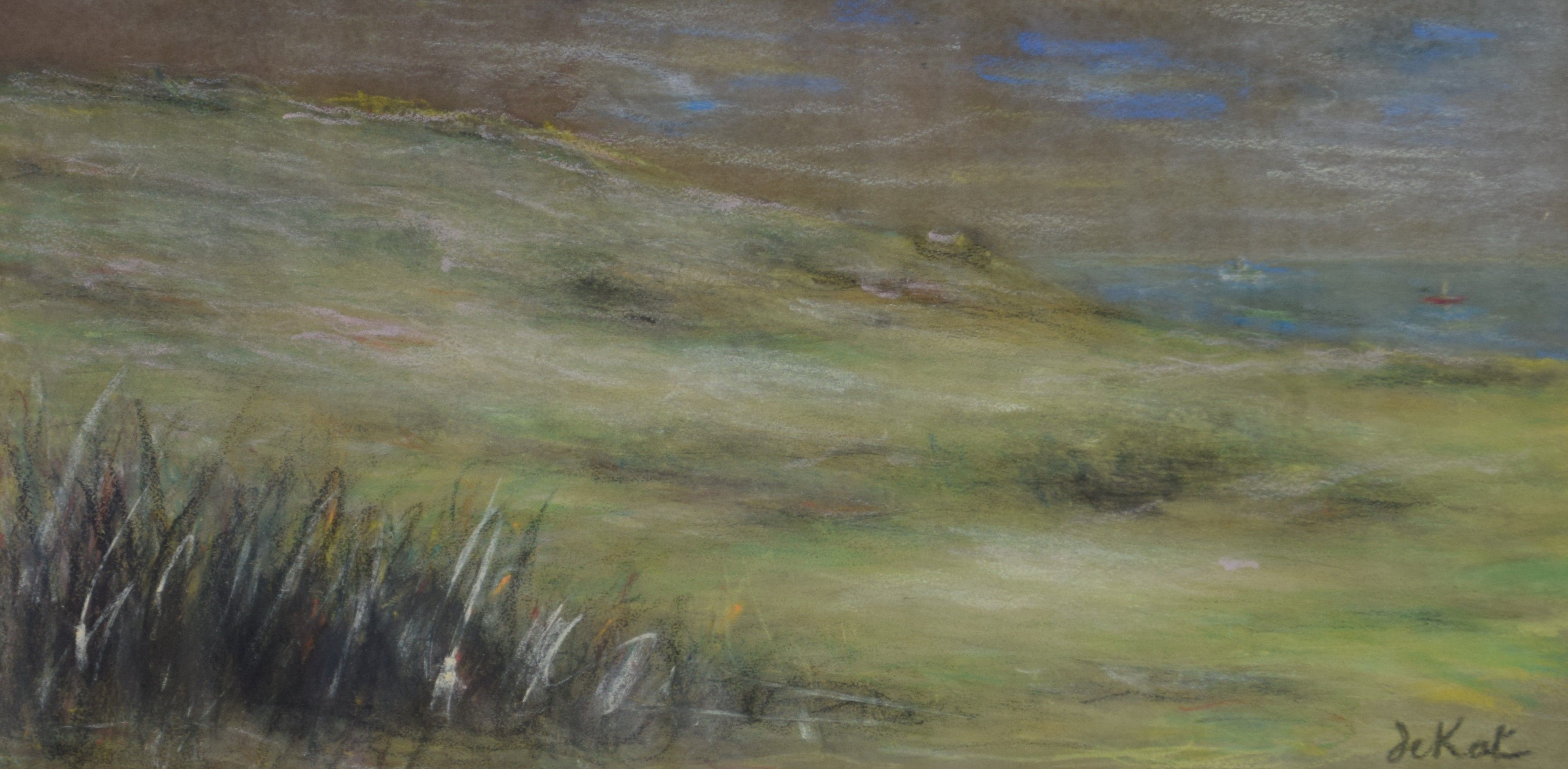 tableau La mer du nord De Kat Anne-Pierre marine  pastel papier 1ère moitié 20e siècle