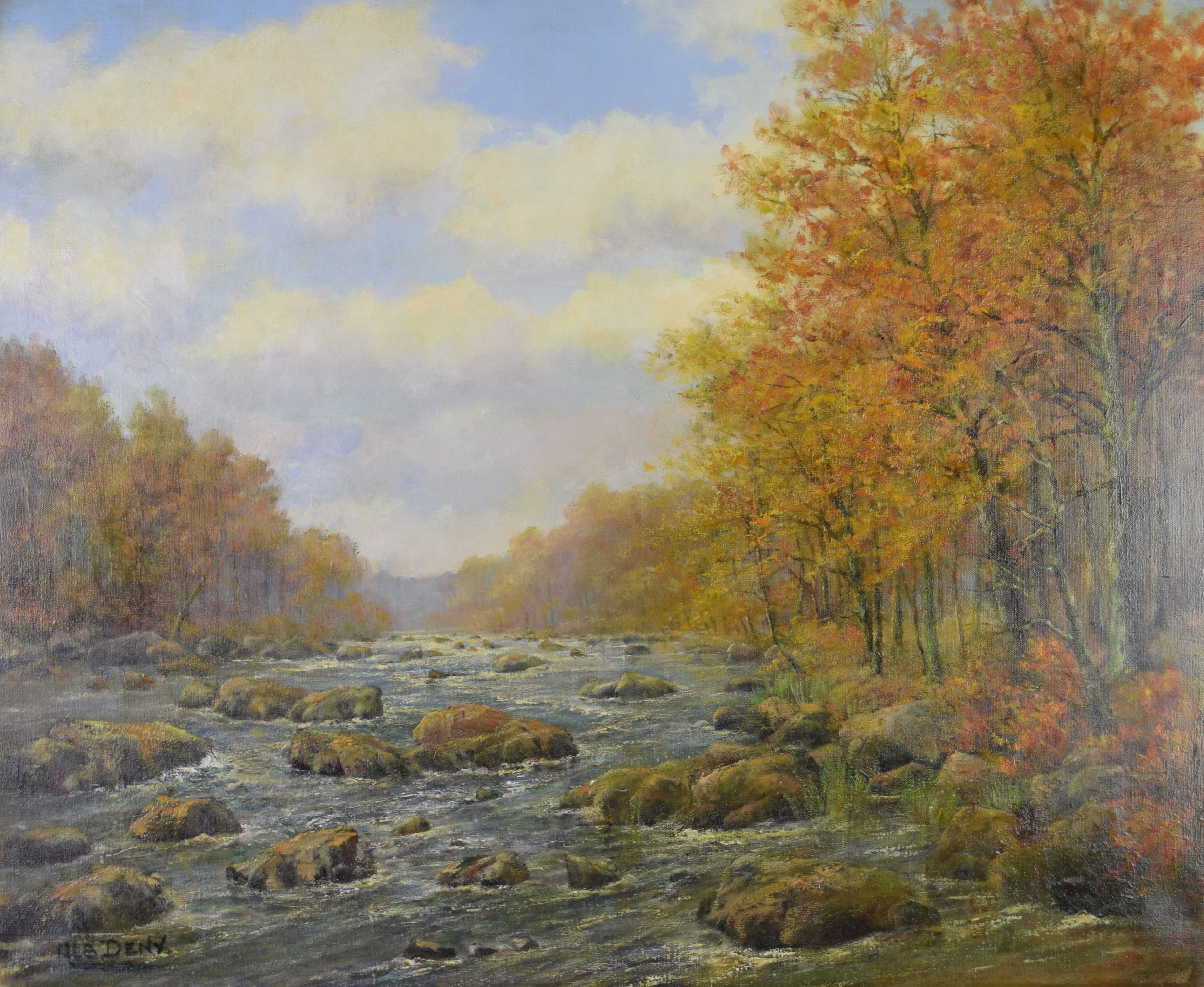 tableau Fond des Quarreux  Aywaille Deny Albert paysage  huile toile 2ième moitié 20e siècle