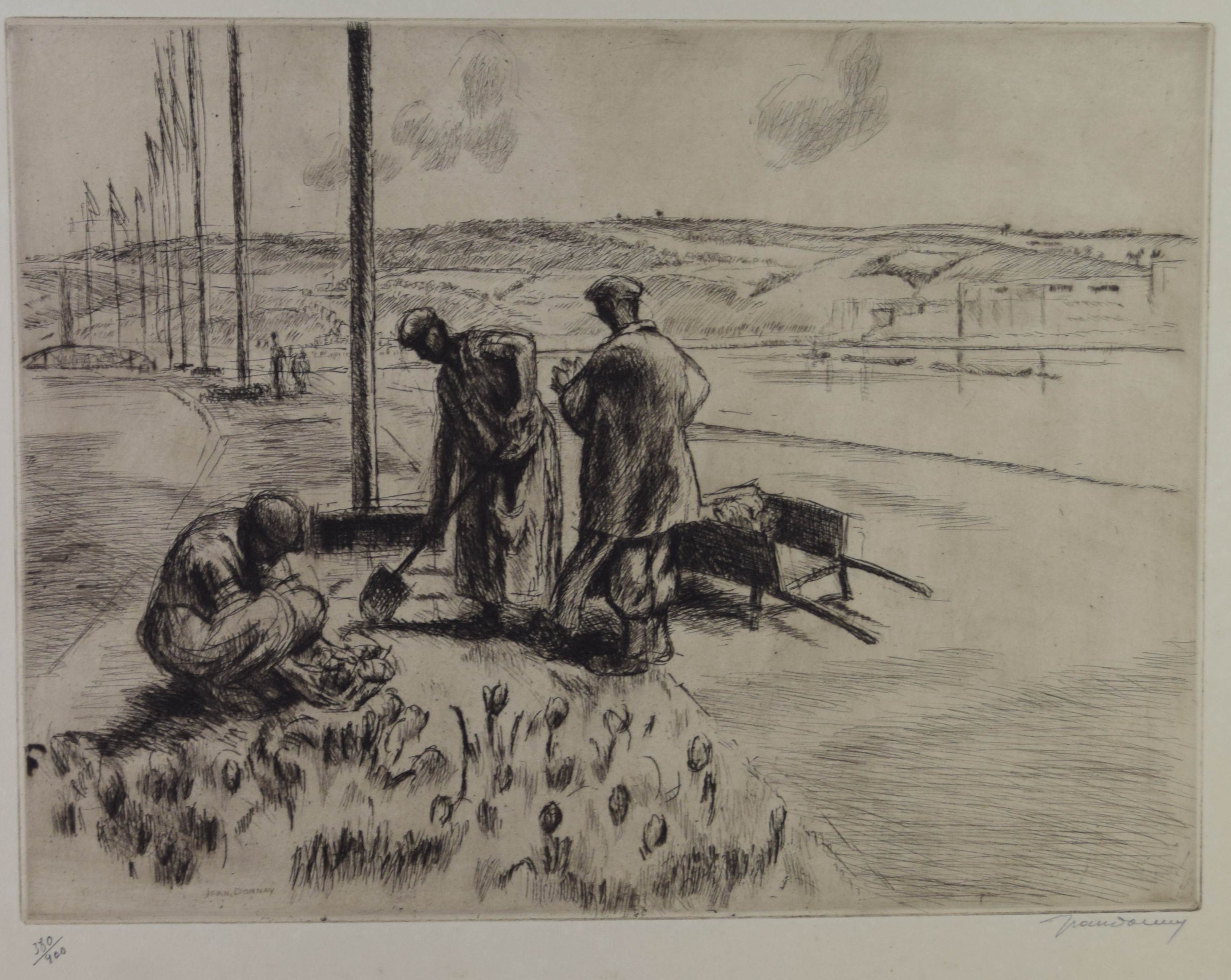 tableau Les jardiniers  Donnay Jean personnage,scène de genre  estampe papier 1ère moitié 20e siècle