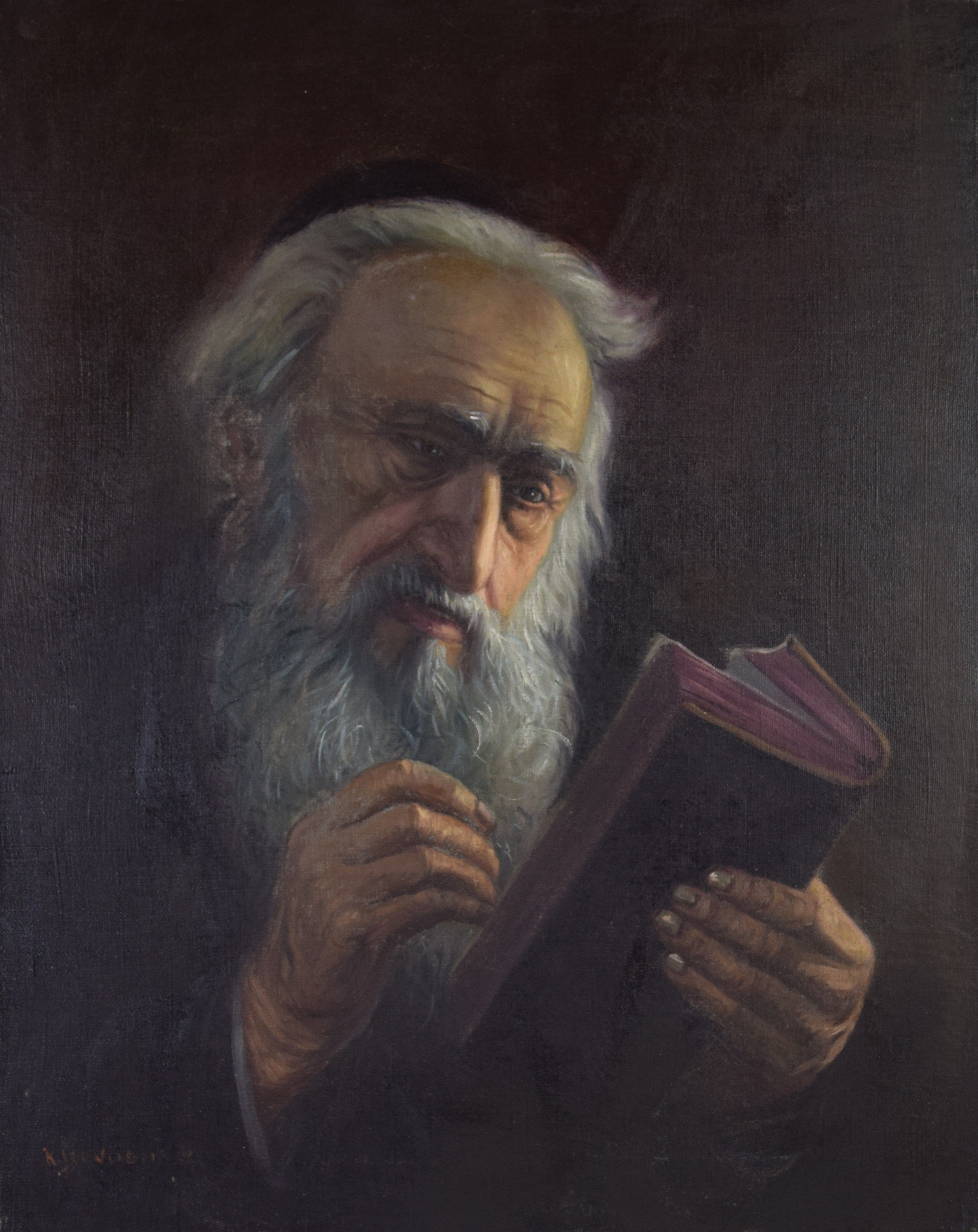 tableau Le rabbin Szewcenko Konstantin portrait,religieux  huile toile 1ère moitié 20e siècle