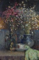 tableau Le bouquet printanier  Codron Jef nature morte  huile toile 1ère moitié 20e siècle