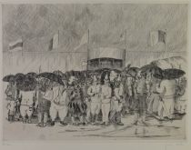 tableau Le gai village Mosan Dols Jean personnage  estampe papier 1ère moitié 20e siècle