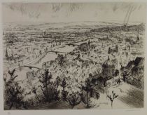 tableau Vue de Liège Donnay Jean orientaliste,ville  estampe papier 1ère moitié 20e siècle
