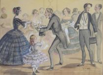 tableau La loterie   personnage,scène de genre  mixte papier 19e siècle
