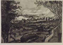 tableau La vallée de la Meuse Maréchal François   estampe papier 1ère moitié 20e siècle