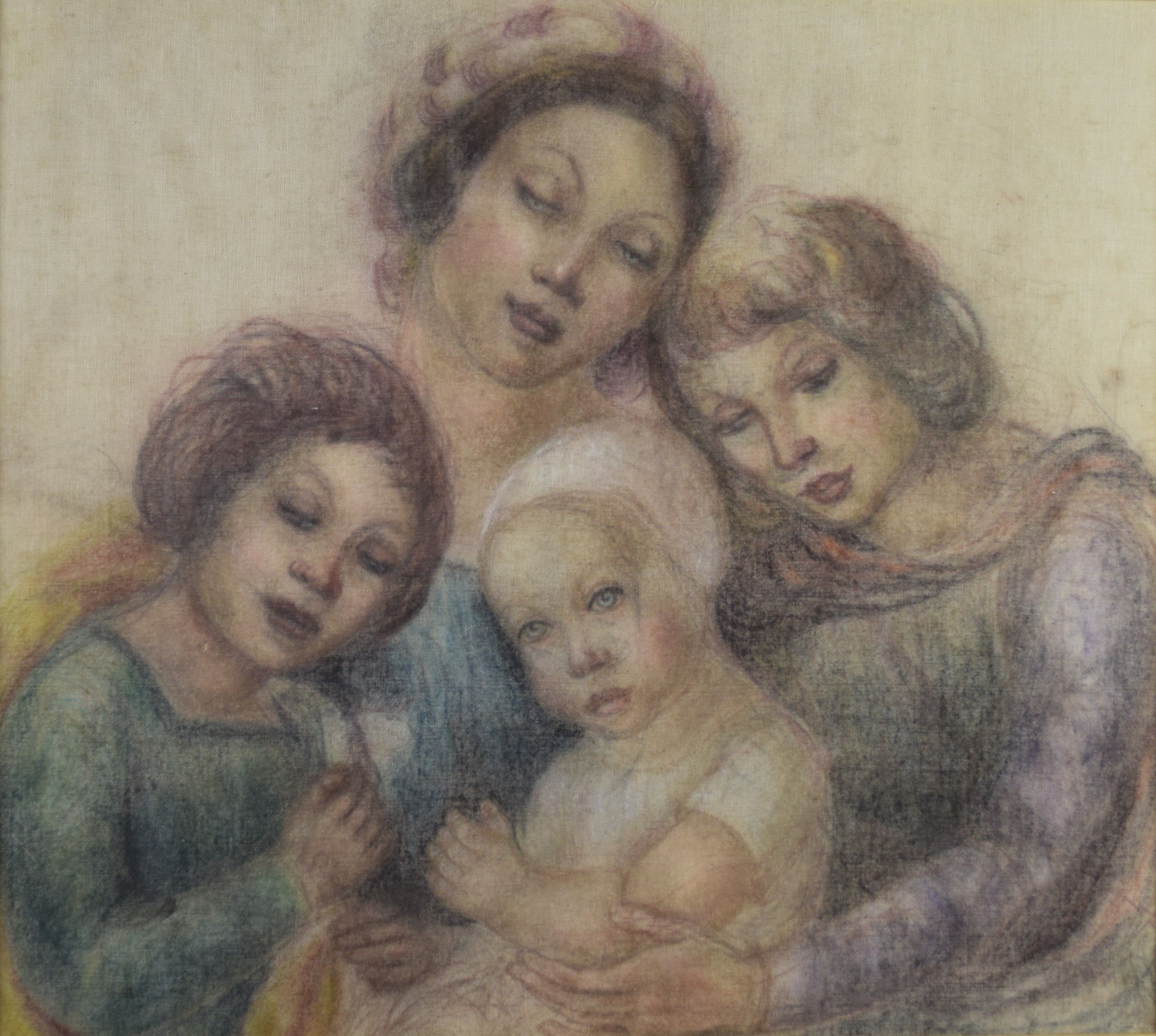 tableau La famille   personnage  huile toile 1ère moitié 20e siècle