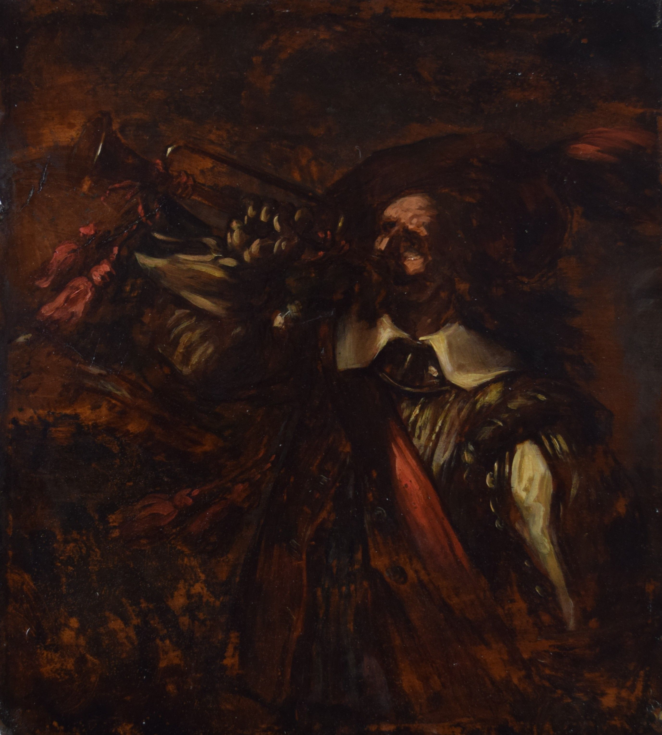tableau Le clairon militaire   militaire,personnage  huile panneau 19e siècle