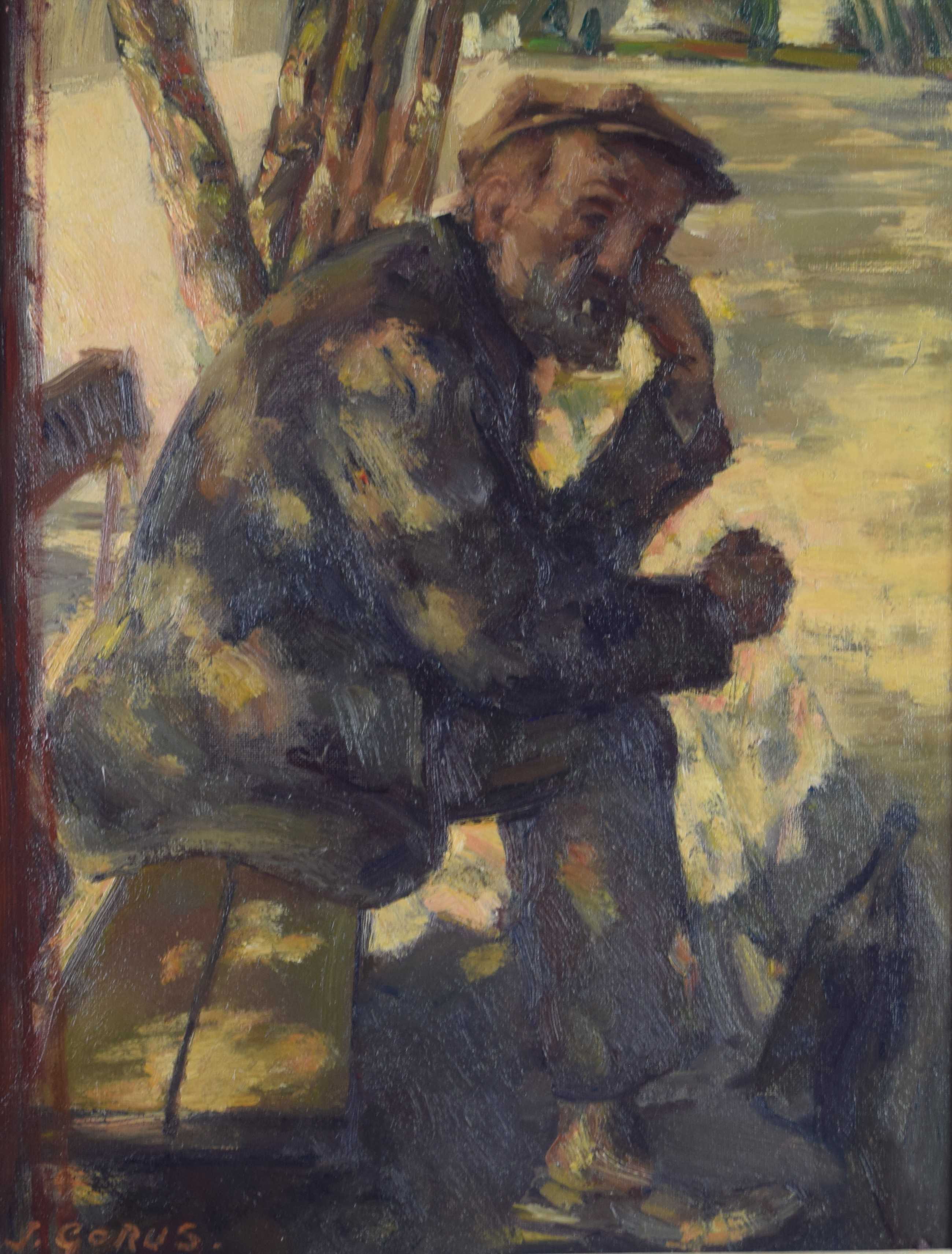 tableau Le poivrot  Gorus  Jacques (jaak) personnage  huile toile 2ième moitié 20e siècle