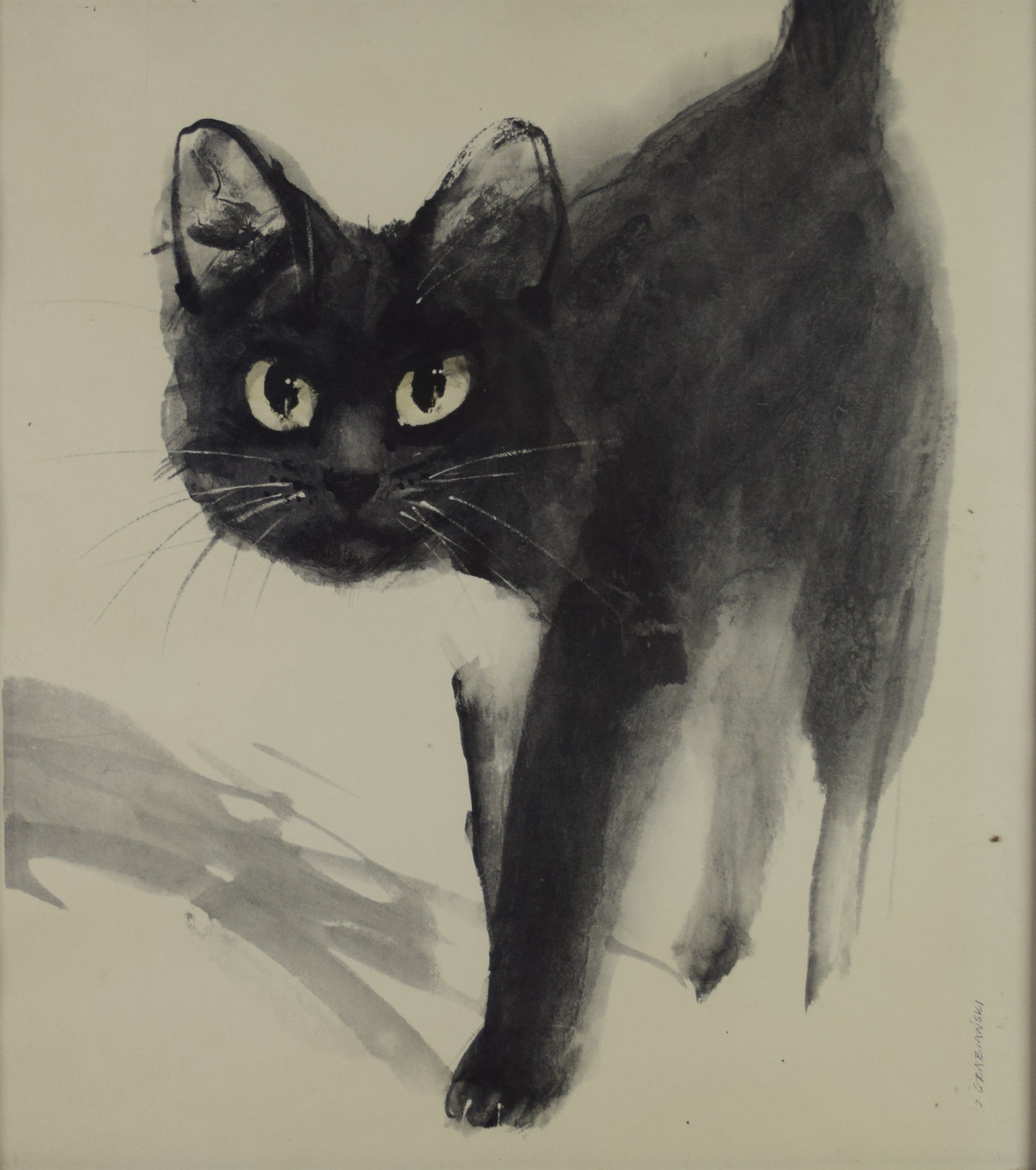 tableau Chat 10 Grabianski Janusz animaux   papier 2ième moitié 20e siècle