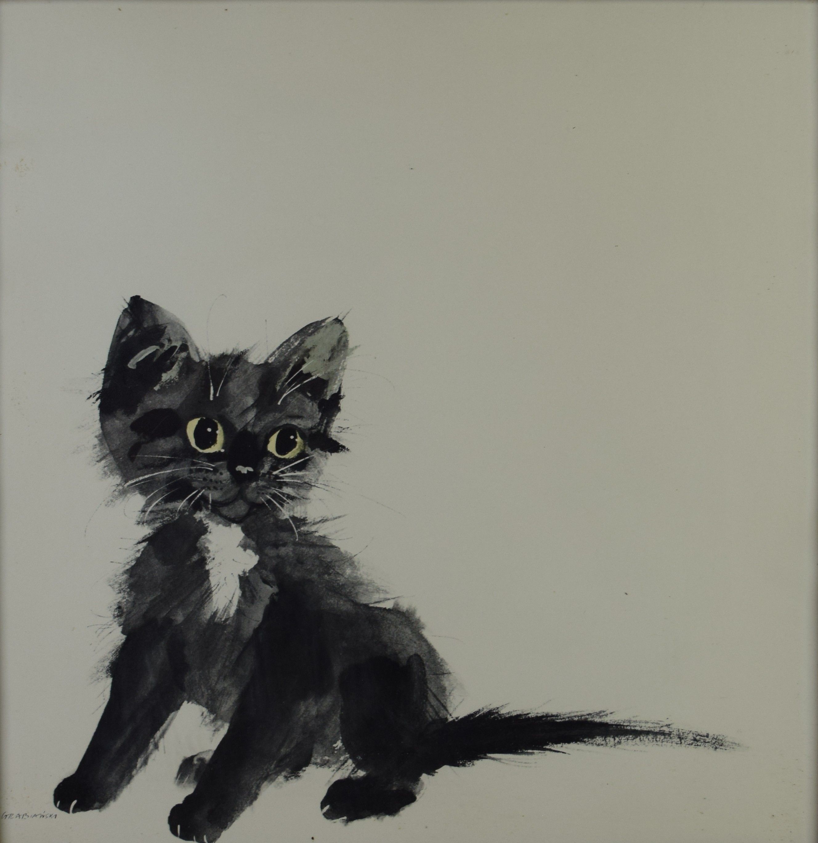 tableau Chat 6 Grabianski Janusz animaux   papier 2ième moitié 20e siècle