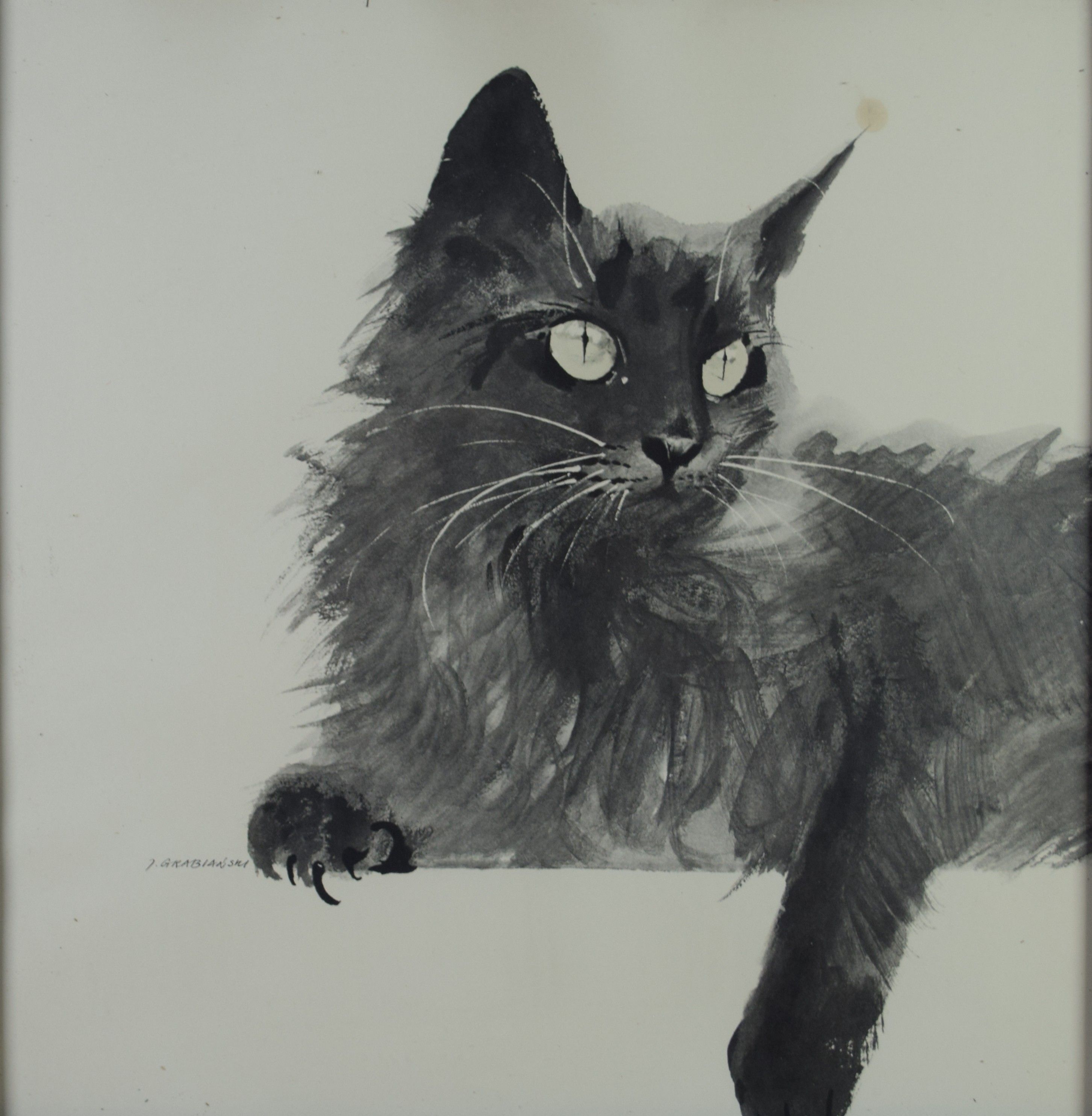 tableau Chat 4 Grabianski Janusz animaux   papier 2ième moitié 20e siècle