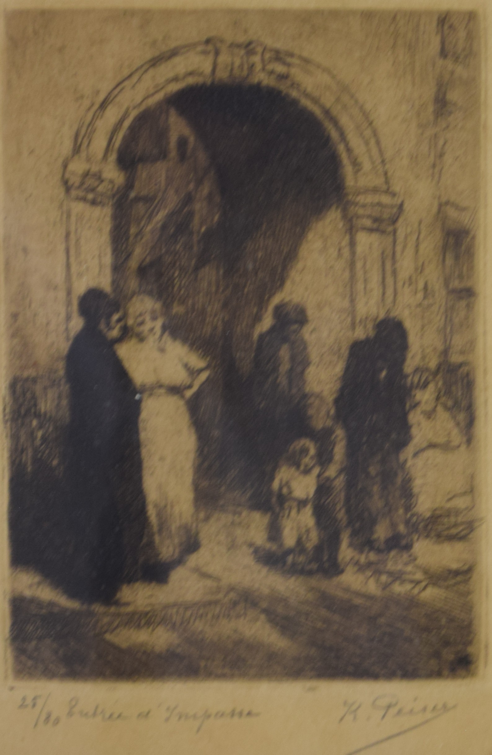 tableau Entrée d'impasse Peiser Kurt personnage,ville  estampe papier 1ère moitié 20e siècle