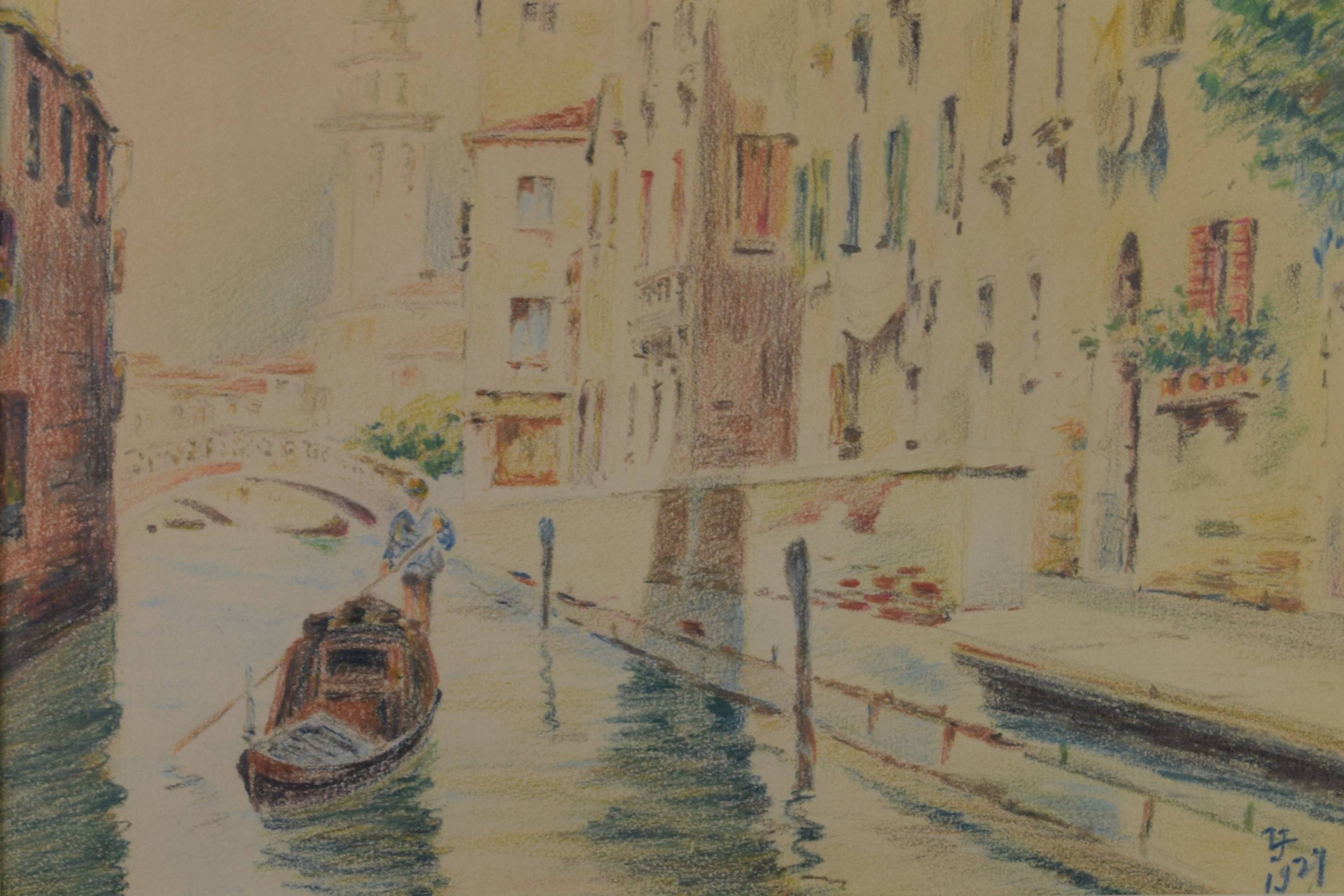 tableau Venise   marine,ville  aquarelle papier 1ère moitié 20e siècle