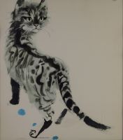 tableau Chat 12 Grabianski Janusz animaux   papier 2ième moitié 20e siècle