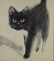 tableau Chat 10 Grabianski Janusz animaux   papier 2ième moitié 20e siècle