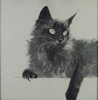 tableau Chat 4 Grabianski Janusz animaux   papier 2ième moitié 20e siècle