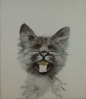 tableau Chat 3 Grabianski Janusz animaux   papier 2ième moitié 20e siècle
