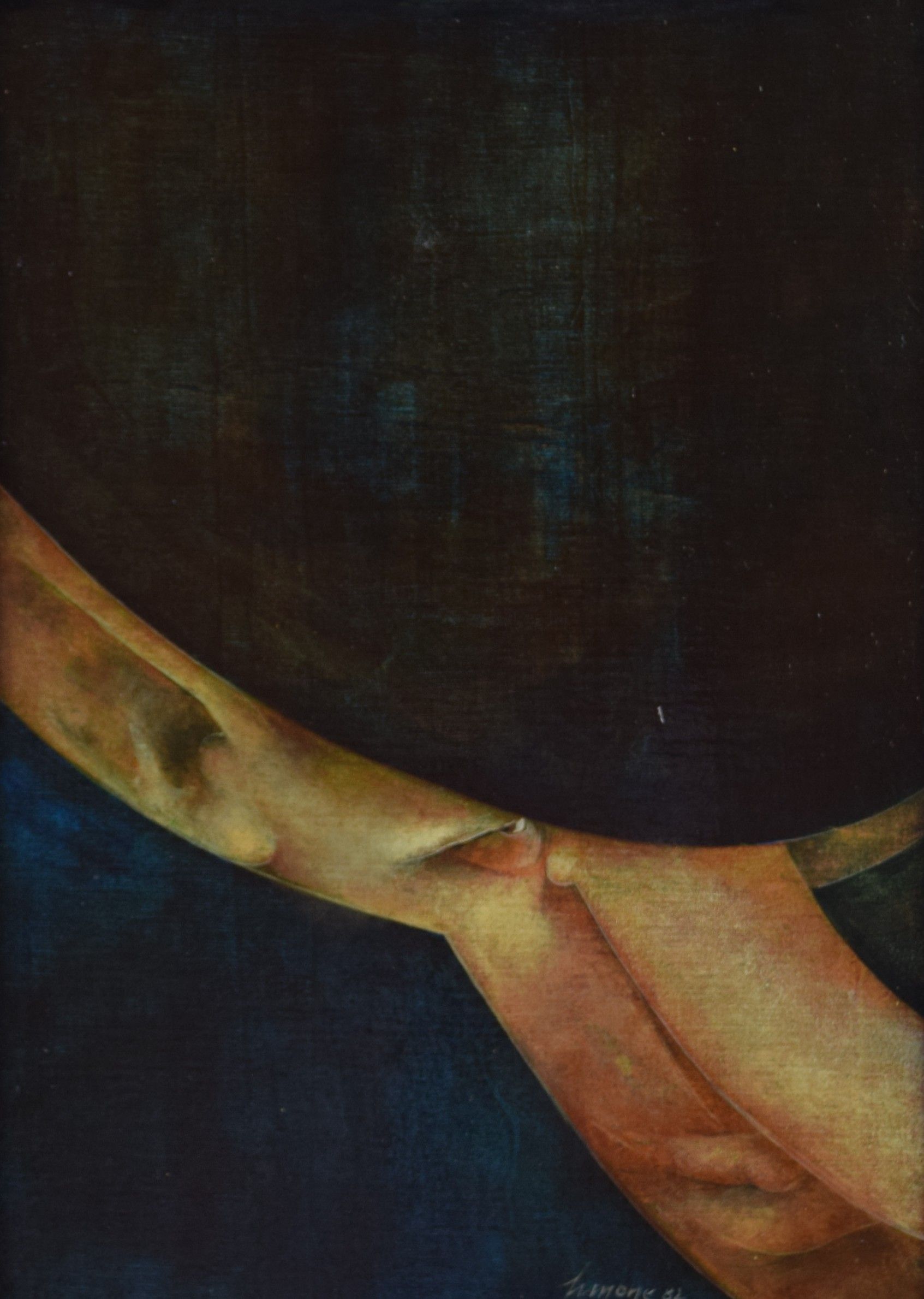 tableau Le curé Simone (Toussaint) Simone portrait,religieux  huile panneau 2ième moitié 20e siècle