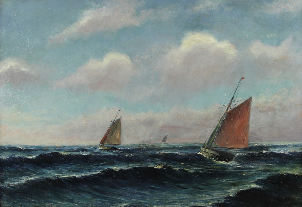 tableau Les voiliers Claessens Léon marine  huile panneau 1ère moitié 20e siècle
