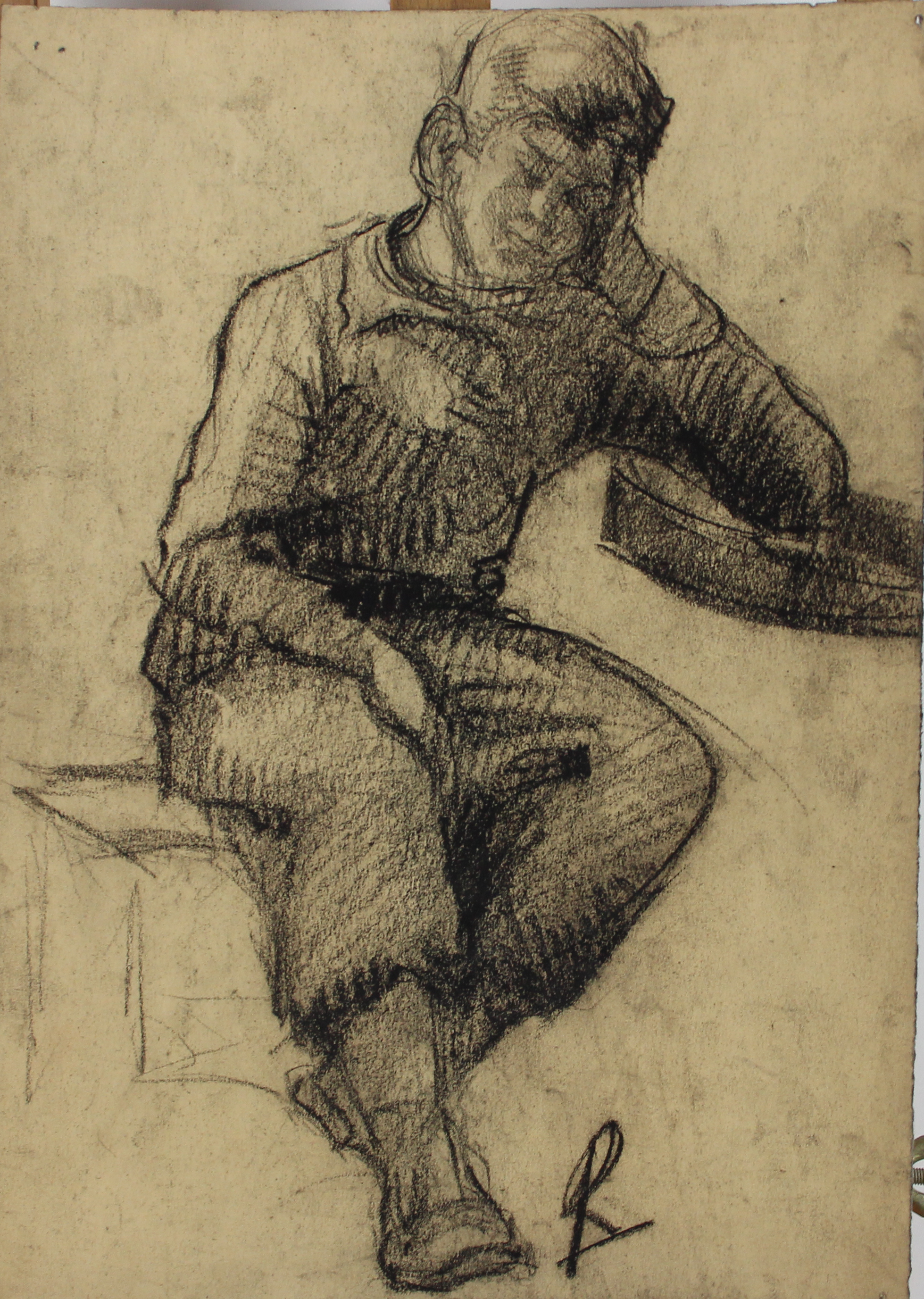 tableau Sans titre R  personnage  fusain papier 1ère moitié 20e siècle