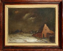 tableau Le Village Carion Marius paysage,village  huile toile 