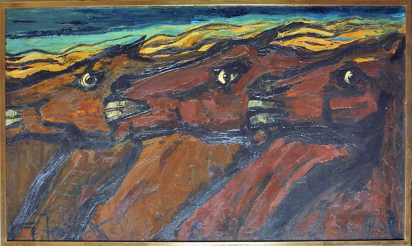 tableau Les chevaux Javaux Ginette animaux  huile toile 2ième moitié 20e siècle
